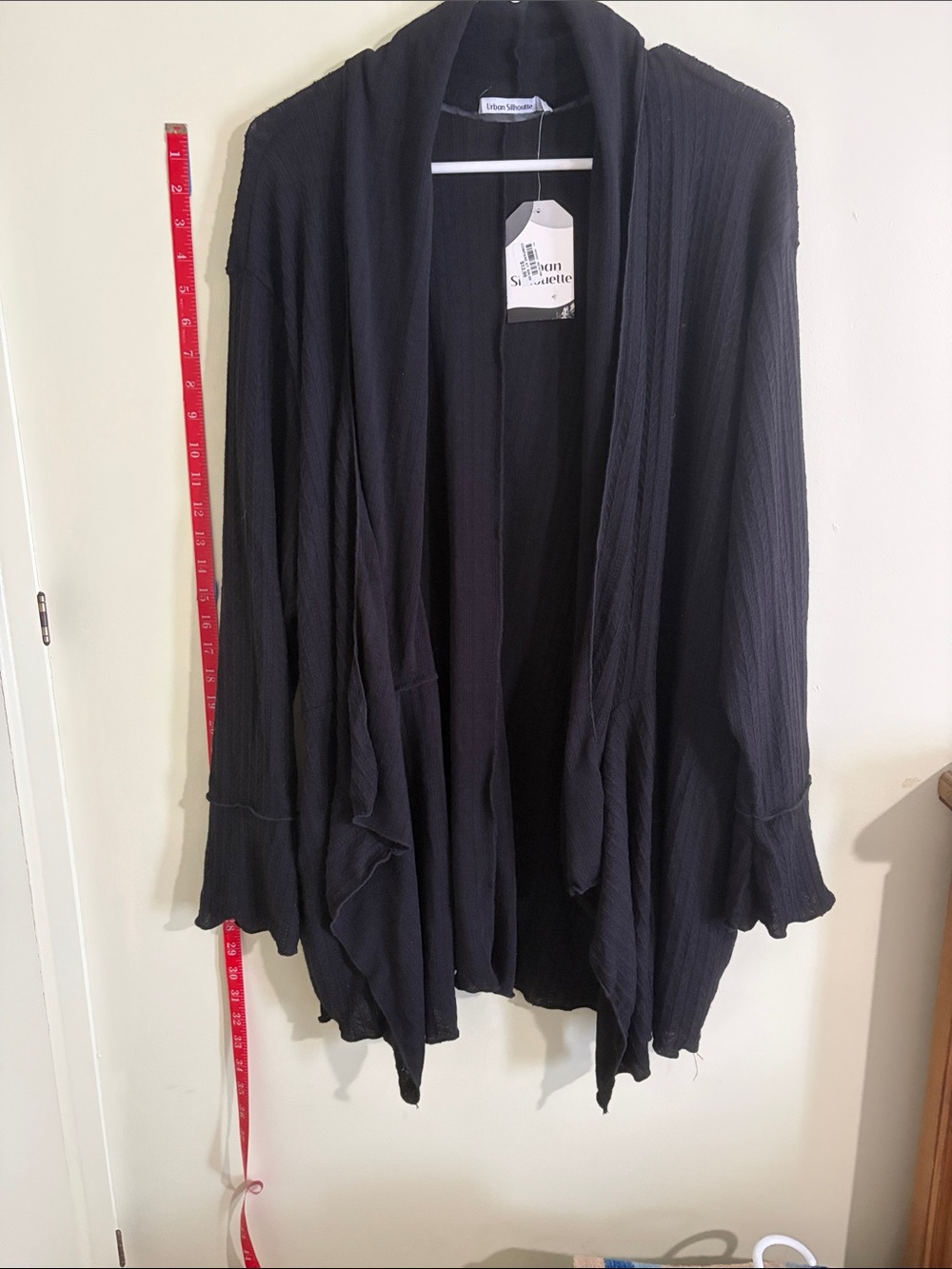 Silhouette Black Ribbed Open Cardigan